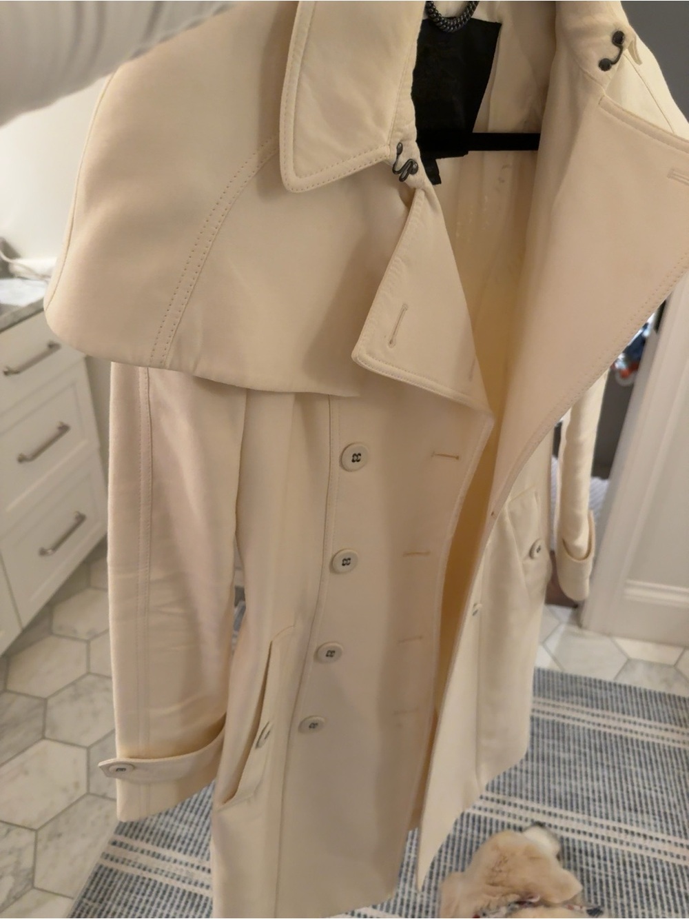 Burberry Cream Double-Breasted Trench with Storm Flap - Picture 1 of 3